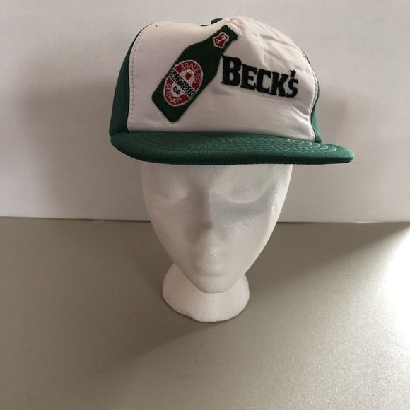 Vintage Beck's Beer Trucker Style Hat Green White Snap-Back Eastern Wear Guard - Picture 5 of 5